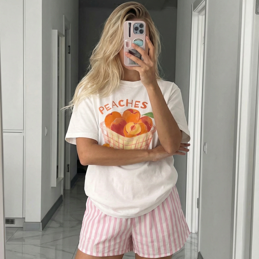 Тениска „Peaches“ (бяла) 🍑