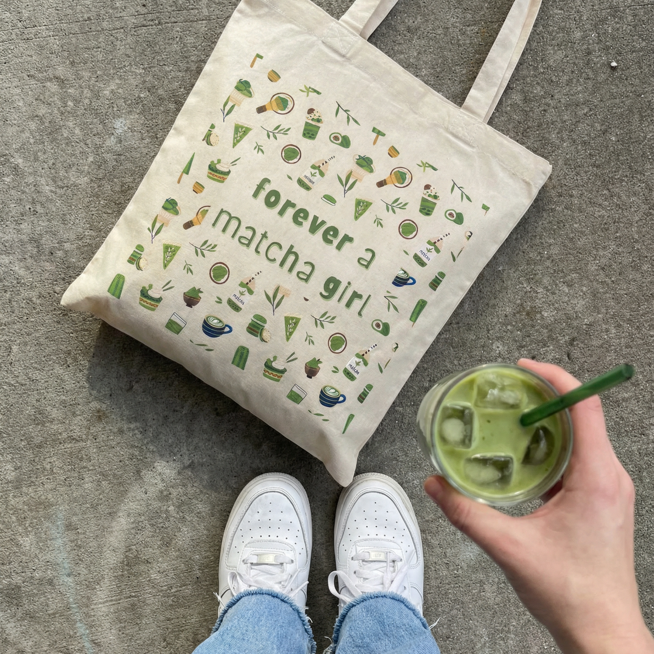 Платнена чанта „Forever a Matcha Girl“ 🍵